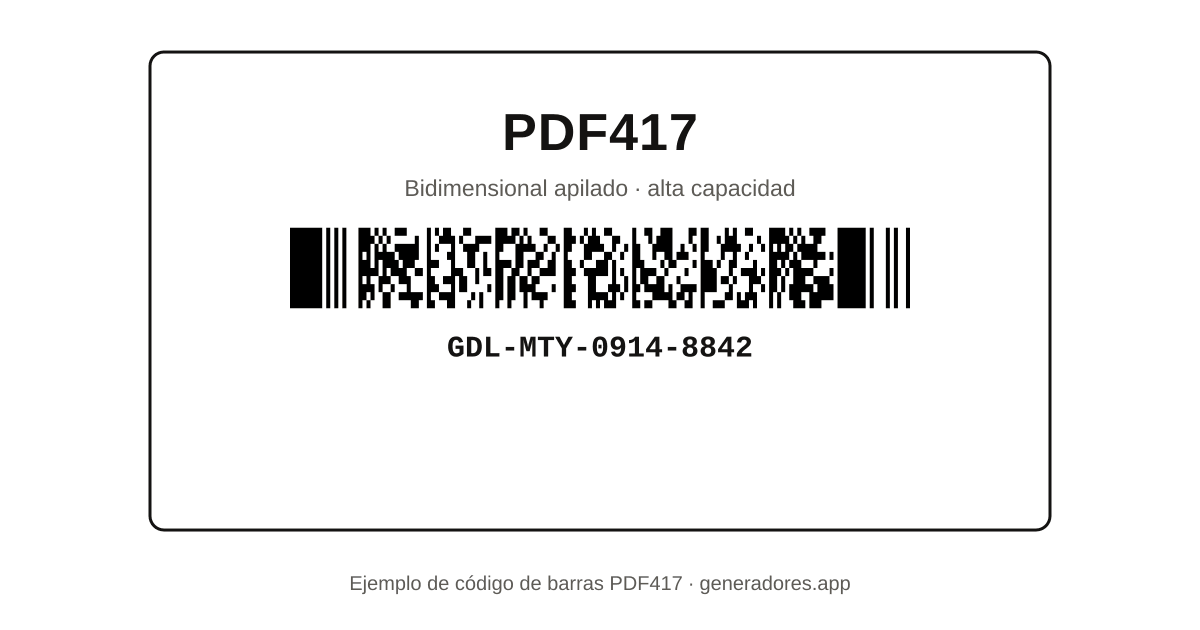 Ejemplo de código de barras PDF417 con sus filas apiladas