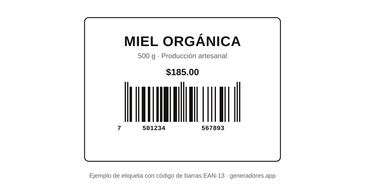 Etiqueta de producto terminada con su código de barras EAN-13 impreso