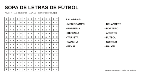 Sopa de letras de fútbol para imprimir