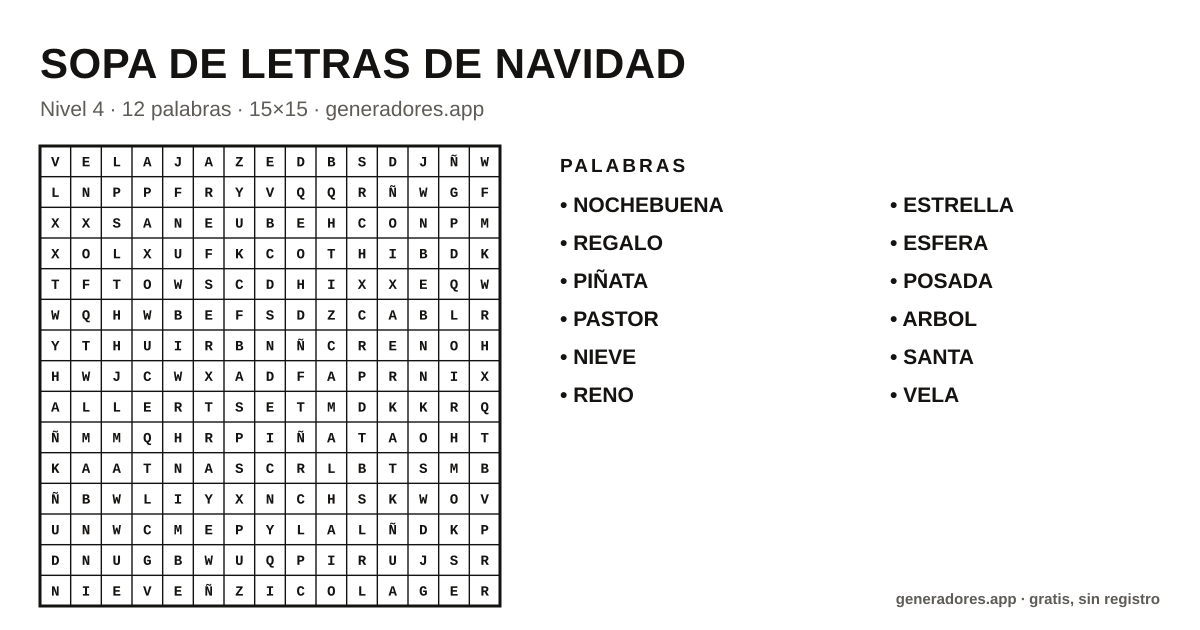 Sopa de letras de navidad para imprimir